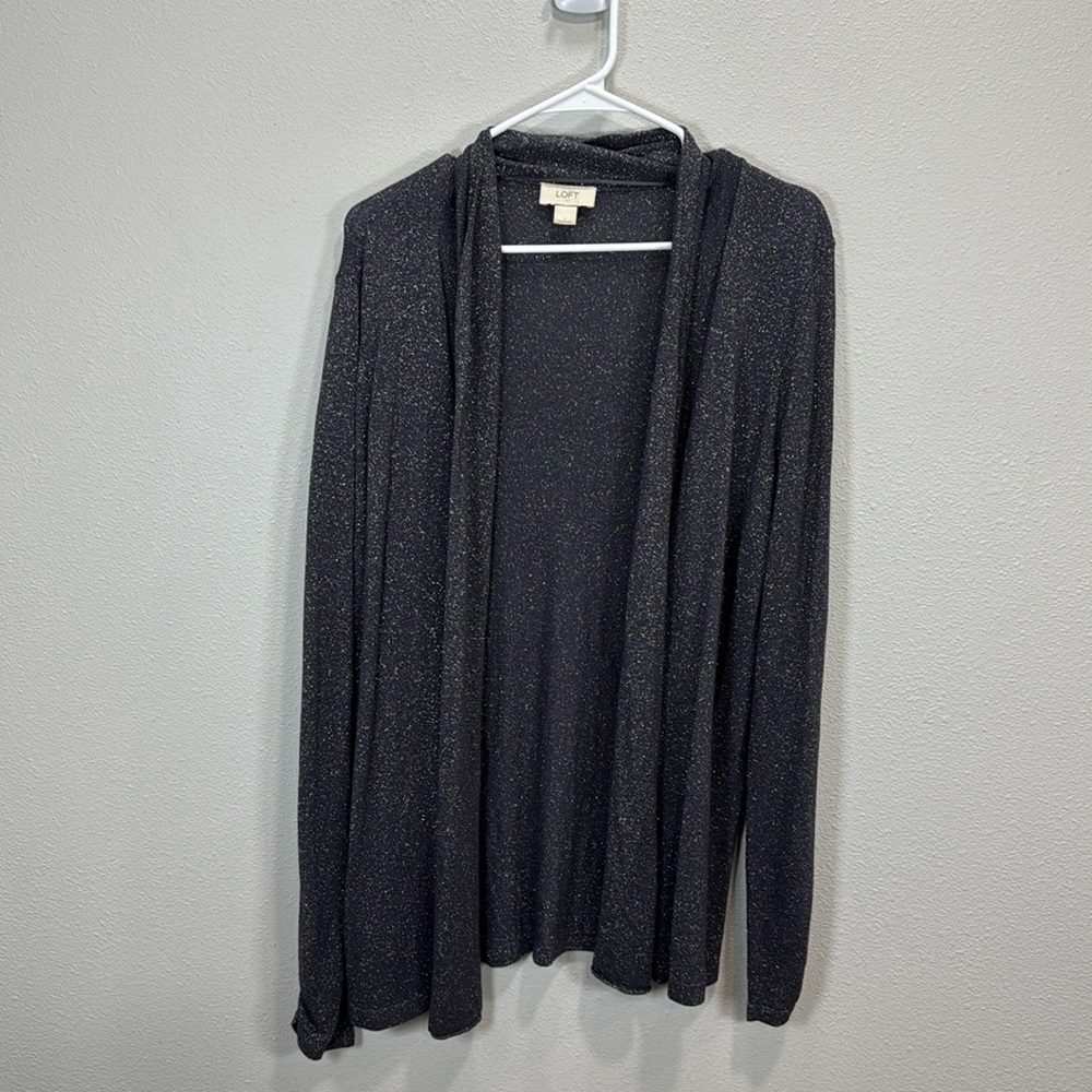 Loft Outlet shimmery‎ dark gray cardigan